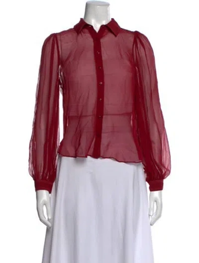 Pre-owned Alice And Olivia Silk Long Sleeve Blouse W/ Tags In Red