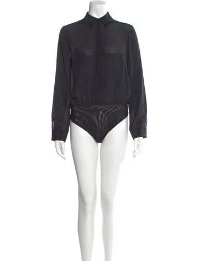 Pre-owned Alice And Olivia Silk Long Sleeve Bodysuit In Gray