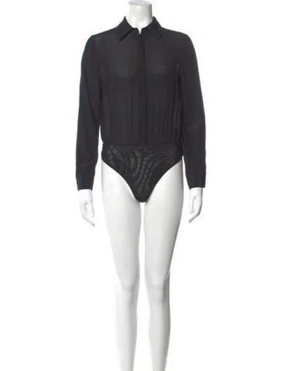 Pre-owned Alice And Olivia Silk Long Sleeve Bodysuit In Grey