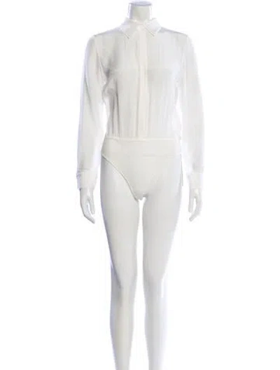 Pre-owned Alice And Olivia Silk Long Sleeve Bodysuit In Neutral