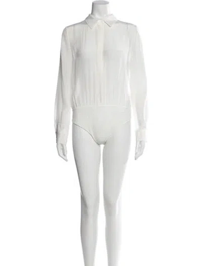 Pre-owned Alice And Olivia Silk Long Sleeve Bodysuit W/ Tags In Neutral