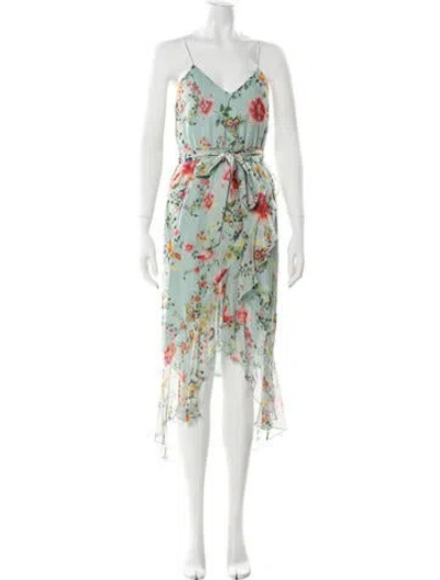 Pre-owned Alice And Olivia Silk Midi Length Dress In Green