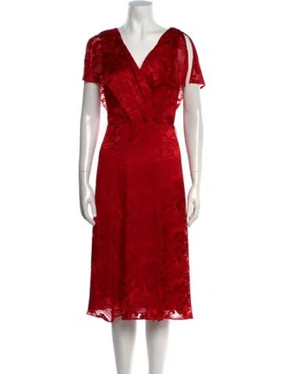 Pre-owned Alice And Olivia Silk Midi Length Dress In Red