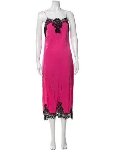 Pre-owned Alice And Olivia Silk Midi Length Dress W/ Tags In Pink