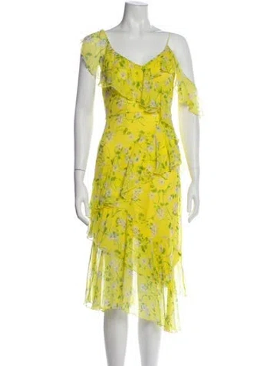 Pre-owned Alice And Olivia Silk Midi Length Dress In Yellow