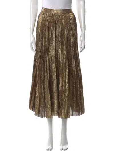 Pre-owned Alice And Olivia Silk Midi Length Skirt In Gold