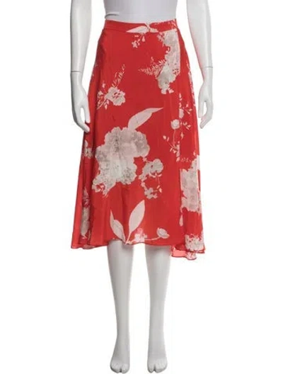 Pre-owned Alice And Olivia Silk Midi Length Skirt In Red