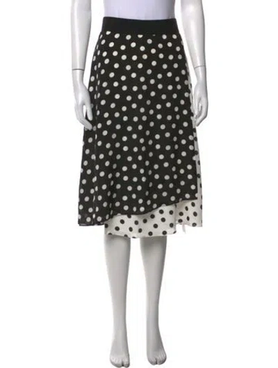 Pre-owned Alice And Olivia Silk Midi Length Skirt W/ Tags In Black/white