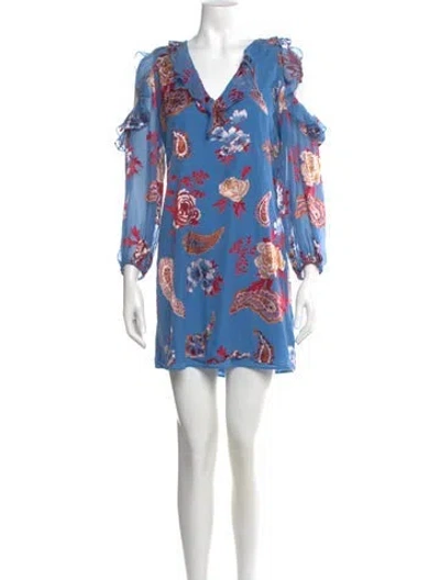 Pre-owned Alice And Olivia Silk Mini Dress In Blue