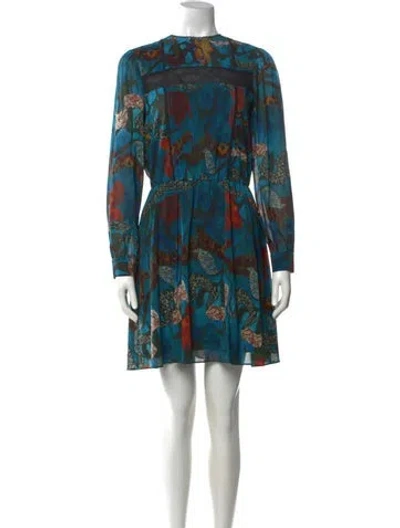 Pre-owned Alice And Olivia Silk Mini Dress In Blue/neutrals