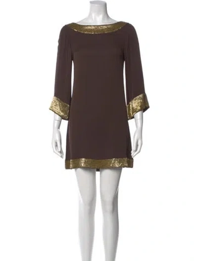 Pre-owned Alice And Olivia Silk Mini Dress In Brown