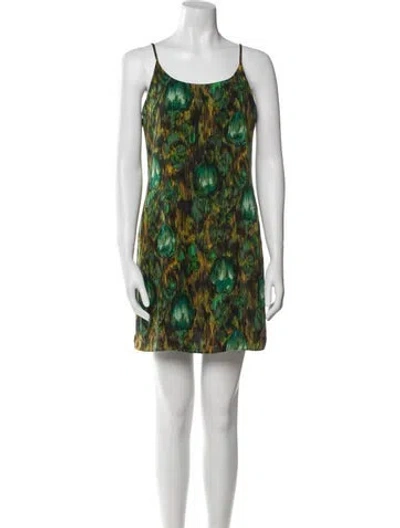 Pre-owned Alice And Olivia Silk Mini Dress In Green