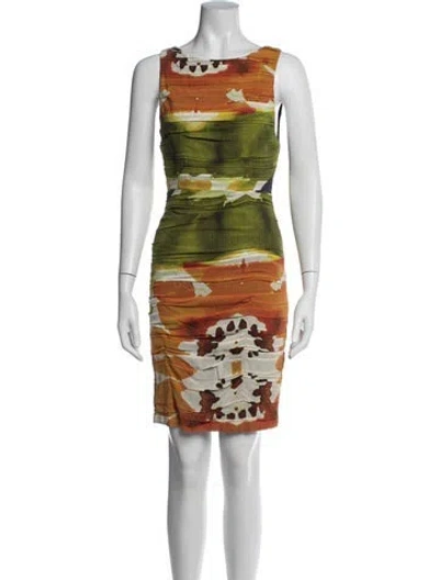 Pre-owned Alice And Olivia Silk Mini Dress In Green/orange