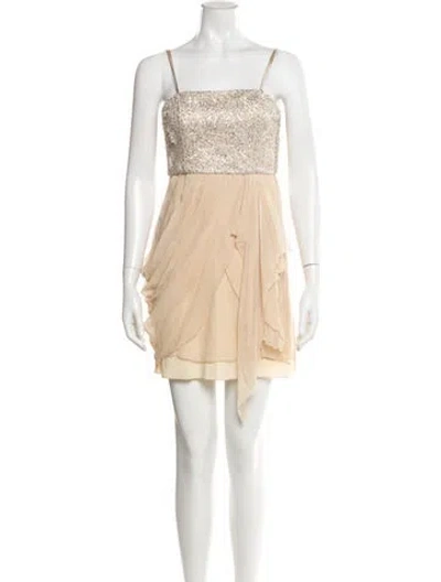Pre-owned Alice And Olivia Silk Mini Dress In Neutral