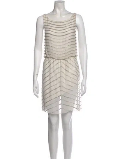 Pre-owned Alice And Olivia Silk Mini Dress In Neutral