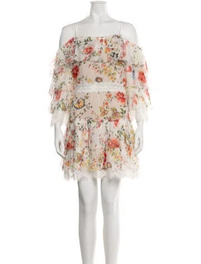 Pre-owned Alice And Olivia Silk Mini Dress In White