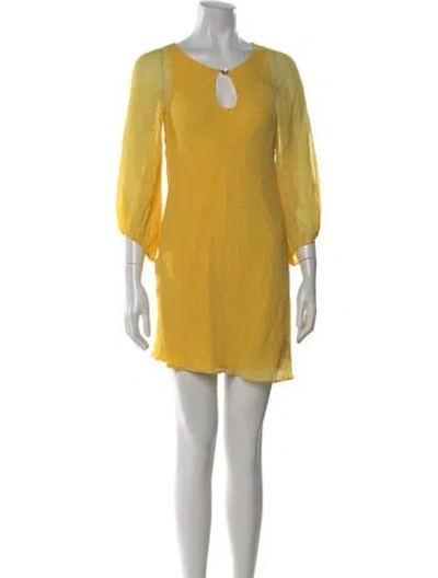 Pre-owned Alice And Olivia Silk Mini Dress In Yellow
