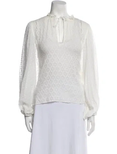 Pre-owned Alice And Olivia Silk Mock Neck Blouse In Multi