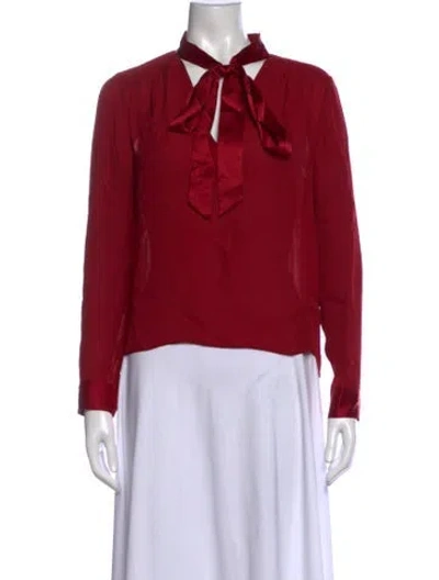 Pre-owned Alice And Olivia Silk Mock Neck Blouse In Red