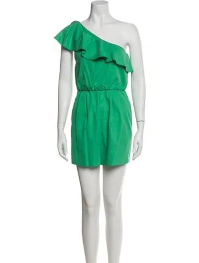 Pre-owned Alice And Olivia Silk One-shoulder Romper In Green