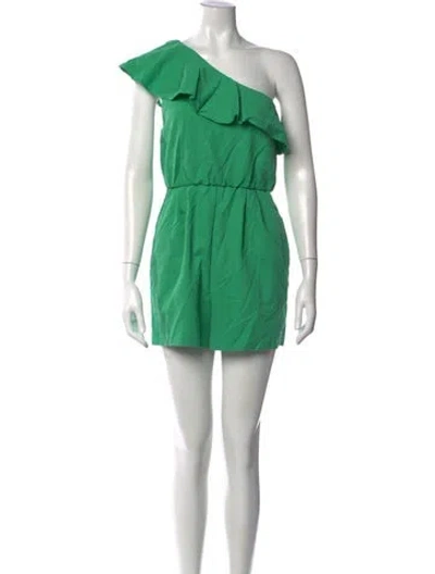 Pre-owned Alice And Olivia Silk One-shoulder Romper In Green
