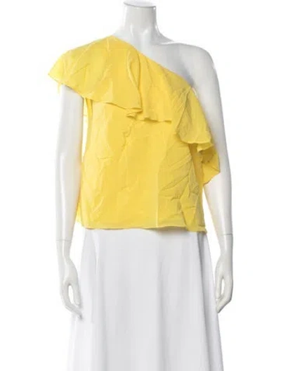 Pre-owned Alice And Olivia Silk One-shoulder Top In Yellow