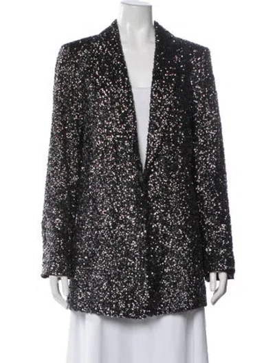 Pre-owned Alice And Olivia Silk Patterned Blazer W/ Tags In Black