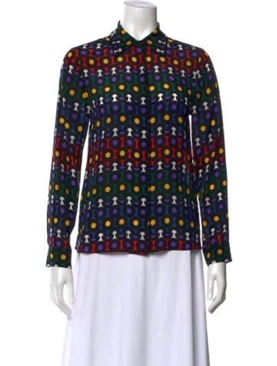 Pre-owned Alice And Olivia Silk Patterned Blouse In Black