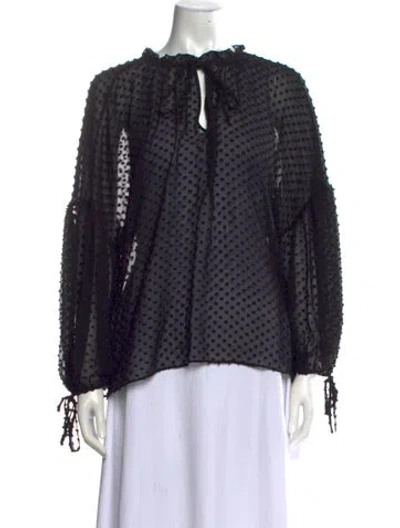 Pre-owned Alice And Olivia Silk Patterned Blouse In Black