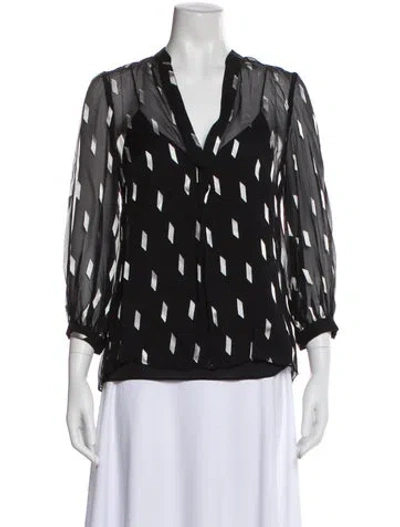 Pre-owned Alice And Olivia Silk Patterned Blouse W/ Tags In Black