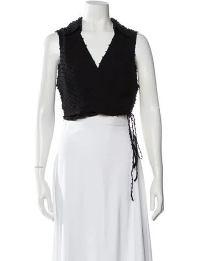 Pre-owned Alice And Olivia Silk Patterned Crop Top In Black