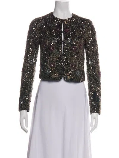 Pre-owned Alice And Olivia Silk Patterned Evening Jacket In Multicolor