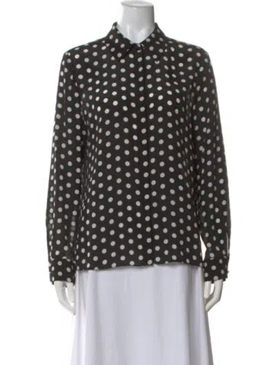 Pre-owned Alice And Olivia Silk Polka Dot Print Blouse In Black