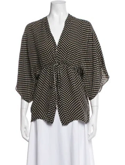 Pre-owned Alice And Olivia Silk Polka Dot Print Blouse In Black/neutrals