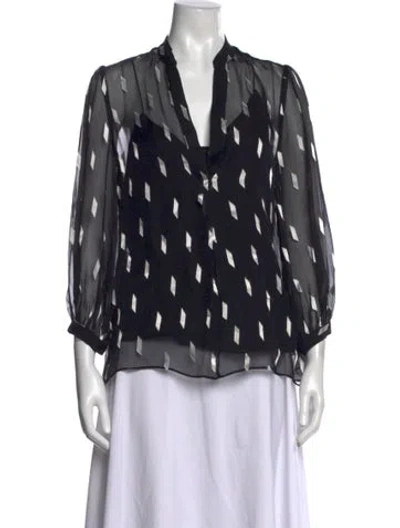Pre-owned Alice And Olivia Silk Printed Blouse In Black