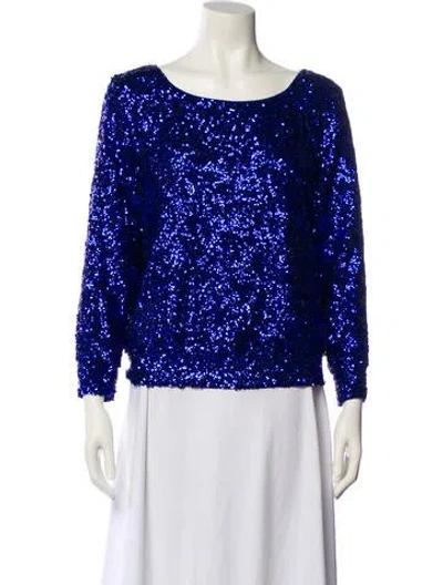 Pre-owned Alice And Olivia Silk Printed Blouse In Blue