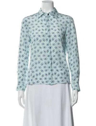 Pre-owned Alice And Olivia Silk Printed Blouse In Blue