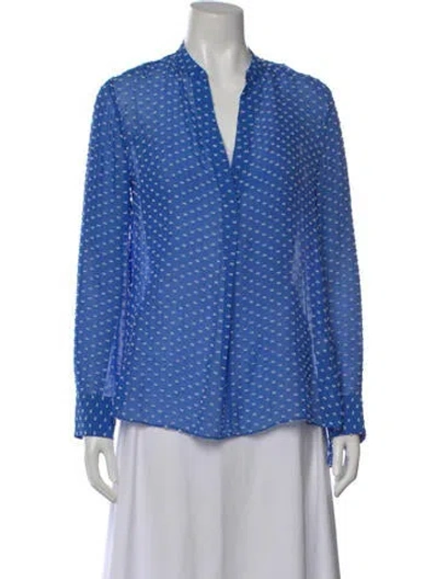 Pre-owned Alice And Olivia Silk Printed Blouse In Blue