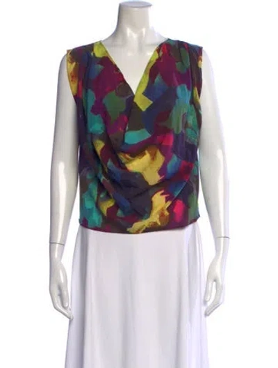 Pre-owned Alice And Olivia Silk Printed Blouse In Blue