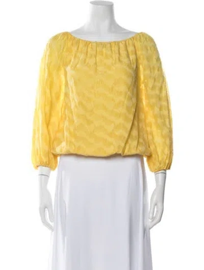 Pre-owned Alice And Olivia Silk Printed Blouse In Metallic/yellow