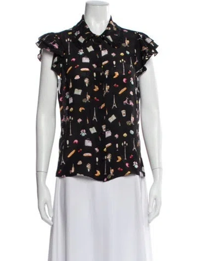 Pre-owned Alice And Olivia Silk Printed Blouse In Multi