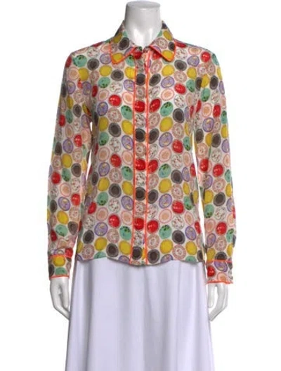 Pre-owned Alice And Olivia Silk Printed Blouse In Neutrals
