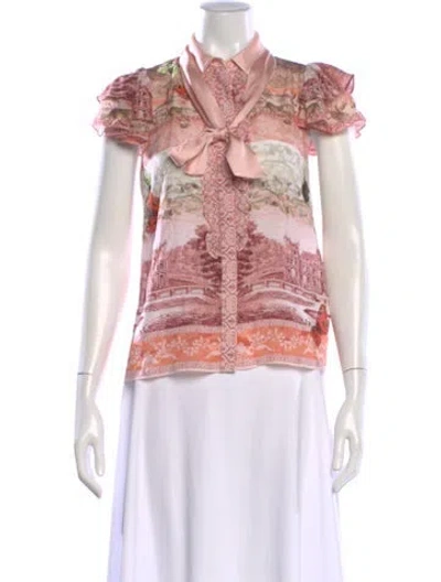 Pre-owned Alice And Olivia Silk Printed Blouse In Pink