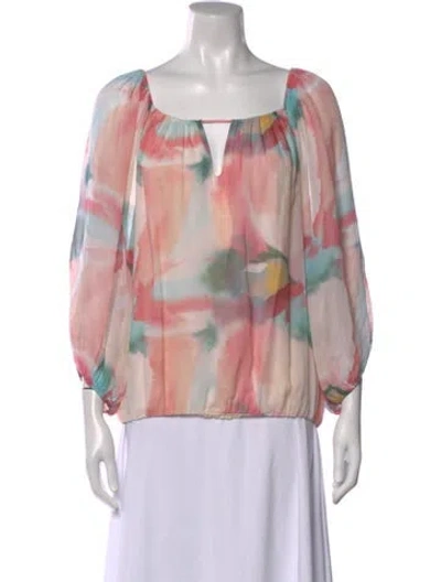 Pre-owned Alice And Olivia Silk Printed Blouse In Pink