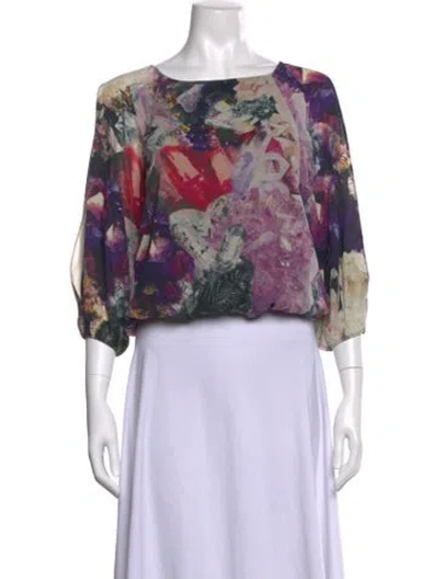 Pre-owned Alice And Olivia Silk Printed Blouse In Purple