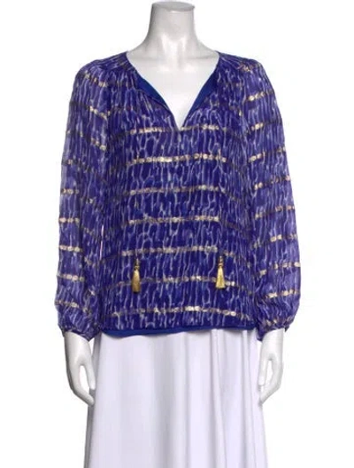 Pre-owned Alice And Olivia Silk Printed Blouse In Purple