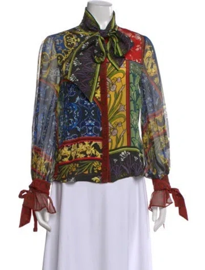 Pre-owned Alice And Olivia Silk Printed Blouse In Red