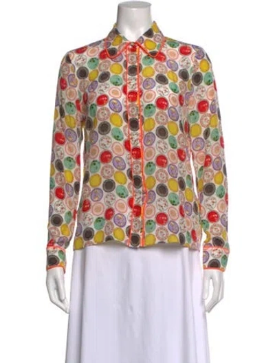 Pre-owned Alice And Olivia Silk Printed Blouse In Red