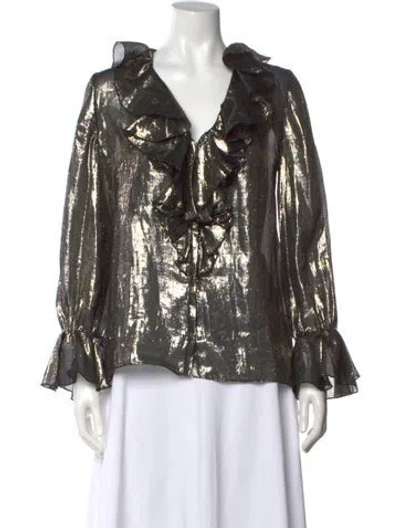 Pre-owned Alice And Olivia Silk Printed Blouse In Silver