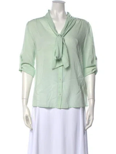 Pre-owned Alice And Olivia Silk Printed Blouse W/ Tags In Green